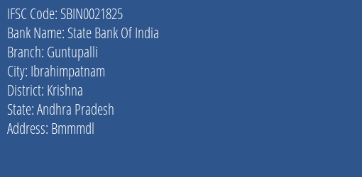 State Bank Of India Guntupalli Branch Krishna IFSC Code SBIN0021825