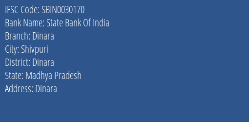 State Bank Of India Dinara Branch Dinara IFSC Code SBIN0030170