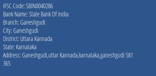 State Bank Of India Ganeshgudi Branch Uttara Kannada IFSC Code SBIN0040286