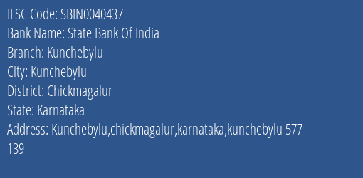 State Bank Of India Kunchebylu Branch Chickmagalur IFSC Code SBIN0040437