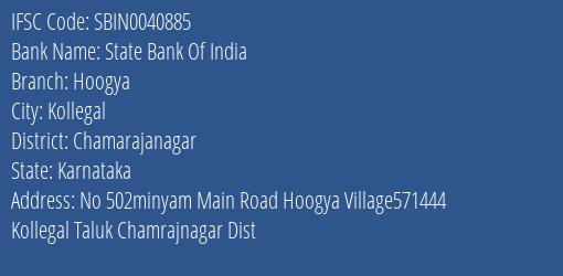 State Bank Of India Hoogya Branch Chamarajanagar IFSC Code SBIN0040885