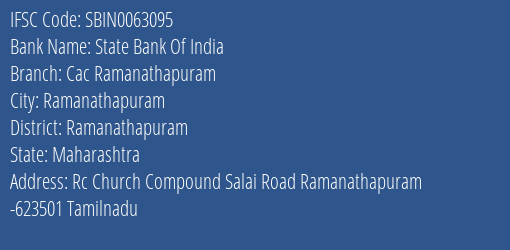 State Bank Of India Cac Ramanathapuram Branch IFSC Code