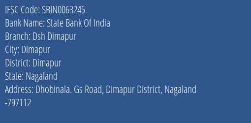 State Bank Of India Dsh Dimapur Branch IFSC Code