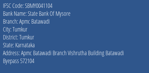 State Bank Of Mysore Apmc Batawadi Branch IFSC Code