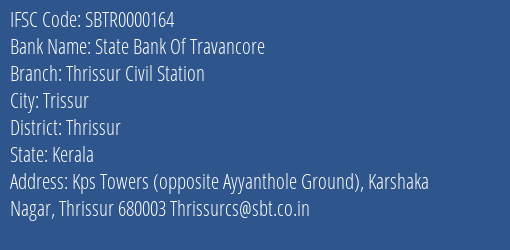 State Bank Of Travancore Thrissur Civil Station Branch IFSC Code