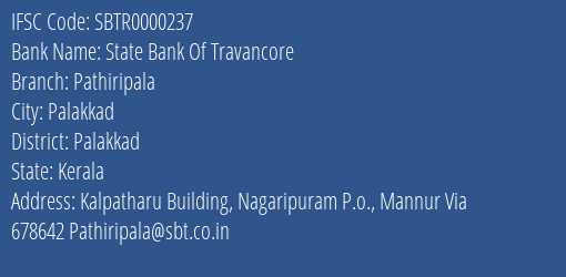 State Bank Of Travancore Pathiripala Branch IFSC Code