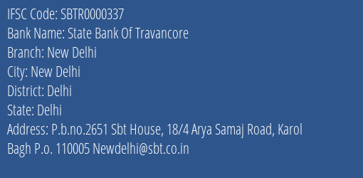 State Bank Of Travancore New Delhi Branch Delhi IFSC Code SBTR0000337