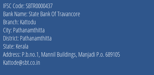 State Bank Of Travancore Kattodu Branch IFSC Code