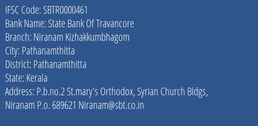 State Bank Of Travancore Niranam Kizhakkumbhagom Branch IFSC Code