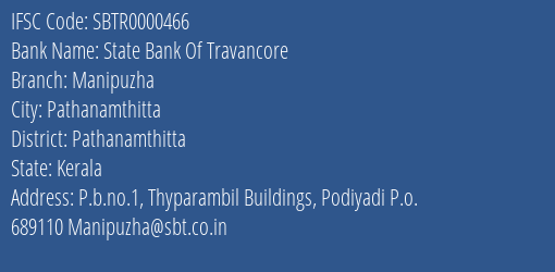 State Bank Of Travancore Manipuzha Branch IFSC Code