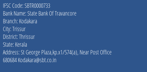 State Bank Of Travancore Kodakara Branch IFSC Code