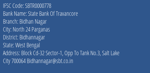 State Bank Of Travancore Bidhan Nagar Branch Bidhannagar IFSC Code SBTR0000778