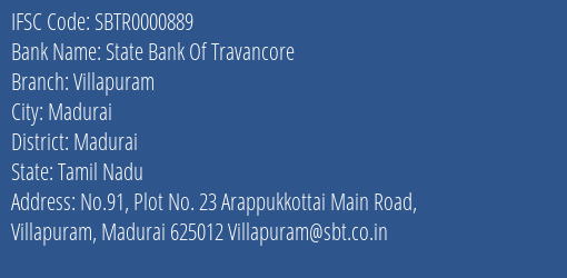 State Bank Of Travancore Villapuram Branch IFSC Code