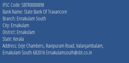 State Bank Of Travancore Ernakulam South Branch IFSC Code