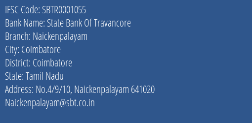 State Bank Of Travancore Naickenpalayam Branch Coimbatore IFSC Code SBTR0001055
