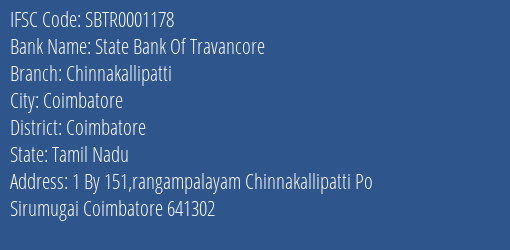 State Bank Of Travancore Chinnakallipatti Branch Coimbatore IFSC Code SBTR0001178