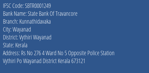 State Bank Of Travancore Kunnathidavaka Branch IFSC Code