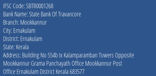 State Bank Of Travancore Mookkannur Branch IFSC Code