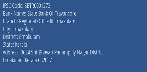 State Bank Of Travancore Regional Office Iii Ernakulam Branch IFSC Code