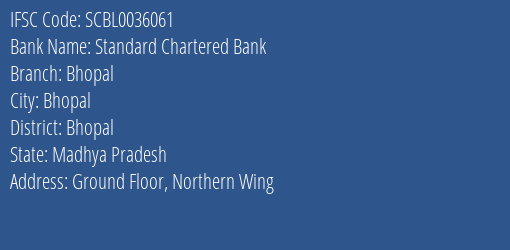 Standard Chartered Bank Bhopal Branch, Branch Code 036061 & IFSC Code SCBL0036061