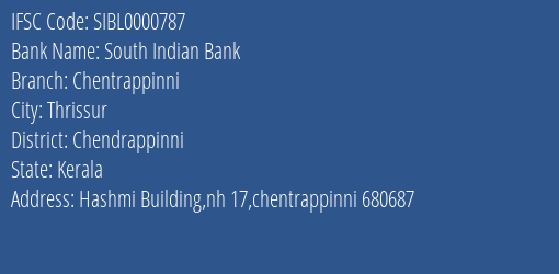 South Indian Bank Chentrappinni Branch Chendrappinni IFSC Code SIBL0000787
