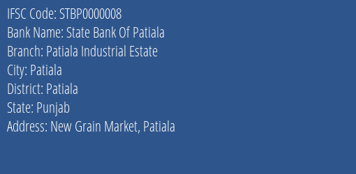 State Bank Of Patiala Patiala Industrial Estate Branch IFSC Code