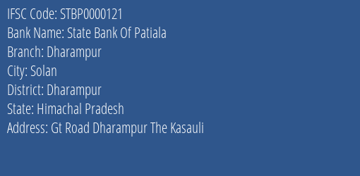 State Bank Of Patiala Dharampur Branch Dharampur IFSC Code STBP0000121