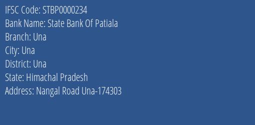 State Bank Of Patiala Una Branch Una IFSC Code STBP0000234