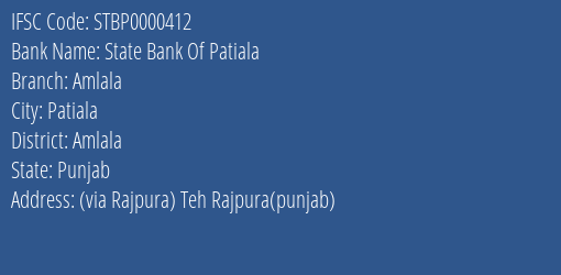 State Bank Of Patiala Amlala Branch Amlala IFSC Code STBP0000412