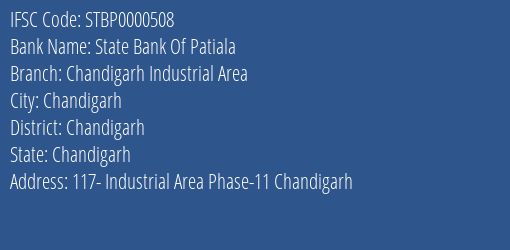 State Bank Of Patiala Chandigarh Industrial Area Branch, Branch Code 000508 & IFSC Code STBP0000508