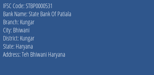 State Bank Of Patiala Kungar Branch Kungar IFSC Code STBP0000531