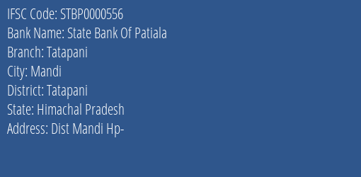 State Bank Of Patiala Tatapani Branch Tatapani IFSC Code STBP0000556
