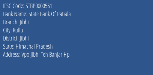 State Bank Of Patiala Jibhi Branch Jibhi IFSC Code STBP0000561