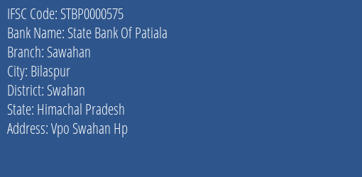 State Bank Of Patiala Sawahan Branch Swahan IFSC Code STBP0000575