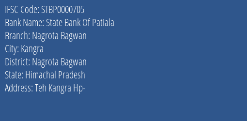 State Bank Of Patiala Nagrota Bagwan Branch Nagrota Bagwan IFSC Code STBP0000705