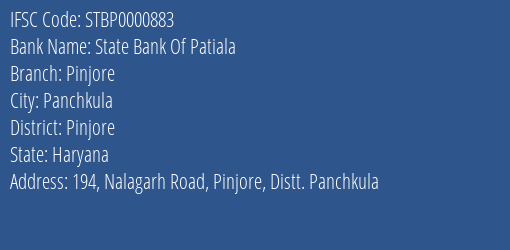 State Bank Of Patiala Pinjore Branch Pinjore IFSC Code STBP0000883