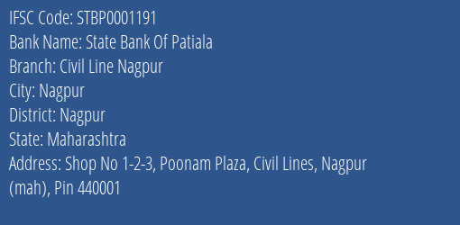 State Bank Of Patiala Civil Line Nagpur Branch IFSC Code