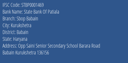 State Bank Of Patiala Sbop Babain Branch Babain IFSC Code STBP0001469