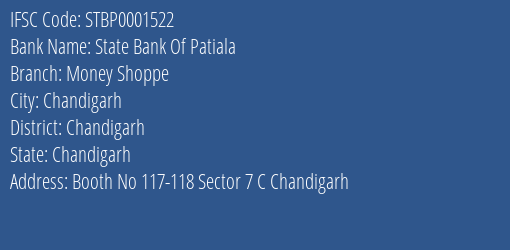 State Bank Of Patiala Money Shoppe Branch, Branch Code 001522 & IFSC Code STBP0001522