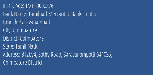 Tamilnad Mercantile Bank Limited Saravanampatti Branch IFSC Code