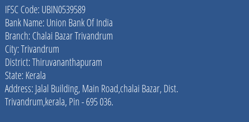 Union Bank Of India Chalai Bazar Trivandrum Branch IFSC Code