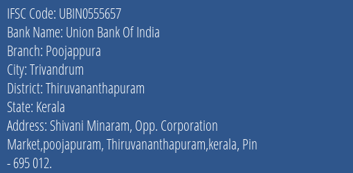 Union Bank Of India Poojappura Branch IFSC Code