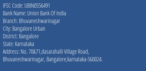 Union Bank Of India Bhuvaneshwarinagar Branch IFSC Code