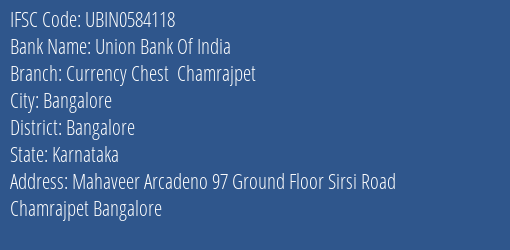 Union Bank Of India Currency Chest Chamrajpet Branch IFSC Code