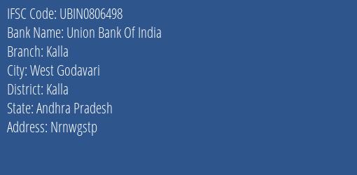 Union Bank Of India Kalla Branch Kalla IFSC Code UBIN0806498