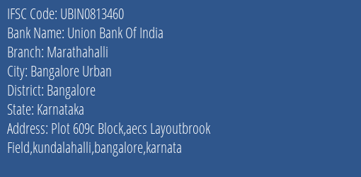 Union Bank Of India Marathahalli Branch IFSC Code