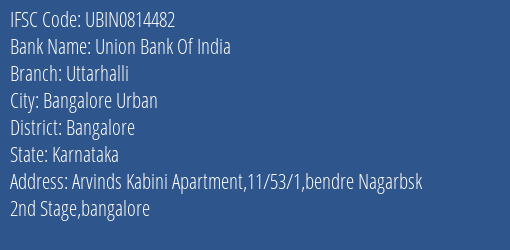 Union Bank Of India Uttarhalli Branch IFSC Code