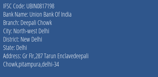 Union Bank Of India Deepali Chowk Branch IFSC Code