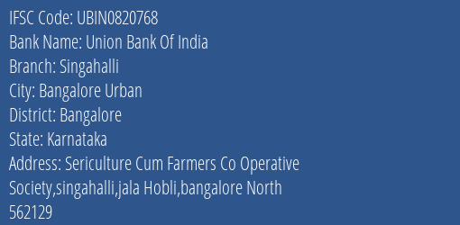 Union Bank Of India Singahalli Branch IFSC Code