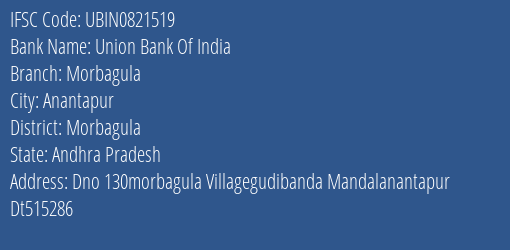 Union Bank Of India Morbagula Branch Morbagula IFSC Code UBIN0821519